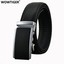 WOWTIGER-Cinturón de piel de vaca con hebilla automática para hombre, cinturón de lujo, color negro, 3,5 cm 2024 - compra barato