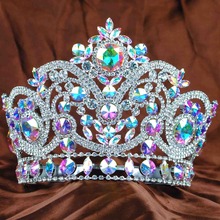 Tiara de corona hecha a mano para mujer, estrás de cristal coloridos, Boda nupcial, diadema de princesa, coronas de graduación, gran calidad, nueva 2024 - compra barato