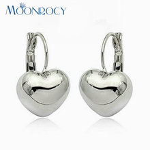 MOONROCY Free Shipping Fashio Heart Earrings Jewelry Wholesale Austrian Crystal Earrings Heart For Women Gift 2024 - compre barato