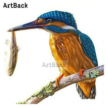 ArtBack full square drill diamond embroidered kingfisher fish 5d diamond painting bird 3d diamond mosaic artwork 50x50cm 2024 - buy cheap