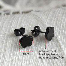 Titanium 316L Stainless Steel Black IP Planting Stud Earrings 8mm No Fade Allergy Free Fashion Jewelry 2024 - buy cheap