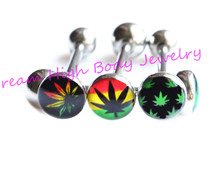 leaf Tongue Bar Rings Multicolour Bars Body Piercing Jewelry 14G 316L Surgical Steel Barbells Logo Wholesale Popular 2024 - buy cheap