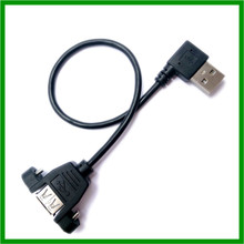 Удлинительный Кабель USB 2,0 A с прямым углом 90 градусов, штекер-гнездо, 25 см, с отверстием для крепления на панели (с винтом) 2024 - купить недорого