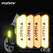 4Pcs/lot Car Door Protector Stickers OPEN Reflective Warning Mark  Night Safety Stickers Notice Motorcycle Bicycle 2024 - buy cheap