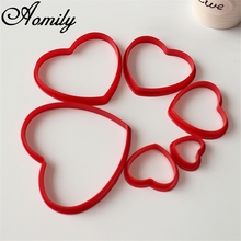 Aomily 6pcs/Set Lovely Heart Cookies Cutter 6 Size Sweet Love Cake Pastry DIY Mould Baking Tools Stainless Steel Baking Tools 2024 - buy cheap