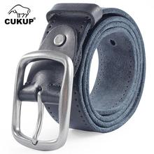 CUKUP Mens Top Quality Solid Cowhide Leather Belts Pin Buckle Metal Man Casual Styles Jeans Dress Belt Men 38mm Width NCK308 2024 - buy cheap
