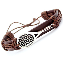 Tennis Soccer Football Baseball Softball Volleyball Lacrosse Hockey Gymnastics Basketball Swim Charm Leather Bracelets Jewelry 2024 - buy cheap