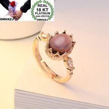 OMHXZJ Wholesale European Fashion Woman Man Party Wedding Gift Luxury Oval Purple Amethyst AAA Zircon 18KT Rose Gold Ring RR563 2024 - buy cheap