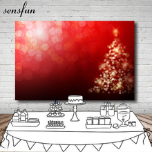 Fondo de fotografía para estudio fotográfico, telón de fondo rojo Bokeh, árbol de Navidad, Feliz Día de Navidad, vinilo personalizado de 7x5 pies 2024 - compra barato