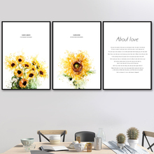 Flor de girassol folhas amor citações nordic posters e cópias da parede arte da lona quadros parede para sala estar decoração 2024 - compre barato