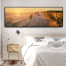 Quadros de pintura com impressão escandinavo, de tela, para a sala de estar, paisagem, montanha do mar natural 2024 - compre barato