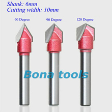 3PCS(60 Degree+90 Degree+120 Degree) Shank-6mm Width-10mm,CNC Engraving 3D V Groove Router Bit ,Woodworking Cutter Tool Sets 2024 - buy cheap