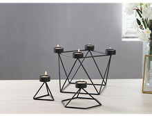 Candelabro geométrico de Metal negro, soporte de vela cónica para mesa, hierro, hogar, boda, árbol, candelabro, novedad 2024 - compra barato