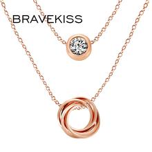 Bravekiss rosa ouro cor genuína austríaco strass pingente de cristal colar para as mulheres moda jóias atacado bun0119a 2024 - compre barato