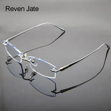 Reven Jate Glasses Rimless Eyeglasses Titanium Frame Optical Uncut Edge Lens Non-Prescription Eye Glasses Frame Eyewear 8047 2024 - buy cheap