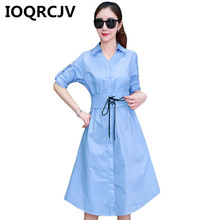 2019 Summer Shirt Dress for Women Long Sleeve Casual Bandage Midi Dresses Female Slim Elegant A-Line Party Dress Vestidos R488 2024 - buy cheap