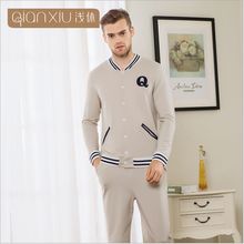 Spring Autumn Brand Homewear Couples Casual Pajama sets Male Cotton Sleepwear suit Men Long Sleeve Baseball collar Coat & Pants 2024 - buy cheap