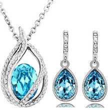 crystal flame water tear pendant necklace earrings fashion jewelry set office charm birthday gift lover trendy dropshipping wed 2024 - buy cheap