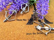 20pcs Arrow Charms,Antique Silver Lovely 3D Filigree Bow And Arrow Charm Pendant 35x25mm 2024 - buy cheap