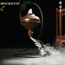 HOUSEEYOU Iron Art Pendant Backflow Incense Burner Ceramic Buddha Stick Waterfall Incense Holder Aromatherapy Censer Home Decors 2024 - buy cheap