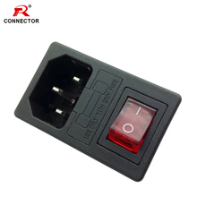 50 pces interruptor de alimentação & conector do soquete, fusíveis 5a/10a 250 v, interruptores de balancim, interruptor com 3 pinos ou 4 pinos, adaptadores de alimentação da montagem do painel