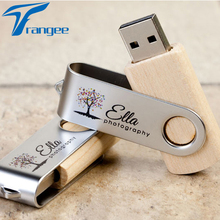 20PCS/LOT USB Flash Drives 32GB 16GB 8GB 4GB Swivel Wooden Pen Drive Flash Memoria U Disk +Box with Logo Printing for Gifts 2024 - buy cheap