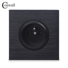 Coswall-Toma de corriente de pared, toma de corriente de aluminio cepillado negro/gris plateado, con conexión a tierra y cerradura protectora para niños 2024 - compra barato
