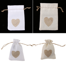 10 pçs serapilheira juta drawstring pouch sacos de presente saco sacos de cordão para festa de casamento favores decoração da casa jóias artigos diversos recipiente 2024 - compre barato