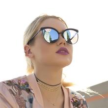 Women's Sunglasses Cat Eye Style Mirrored Lenses Luxury Brand Black Round Glasses Retro Fashion Sunglasses 2024 - buy cheap