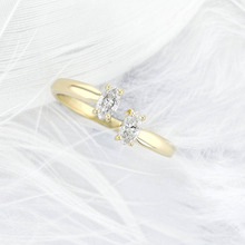 Обручальное кольцо Marquis Cut Moissanite, 0,66ctw 3x5 мм, 14 к, однотонное желтое золото, 2 камня Moissanite, обручальное кольцо, фантастическое обручальное кольцо 2024 - купить недорого