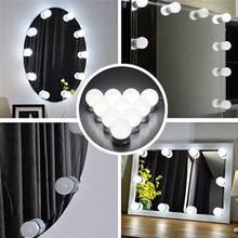 Tira de iluminação para maquiagem, conjunto de luzes led para espelho de maquiagem com lâmpadas reguláveis estilo dghgf hollywood