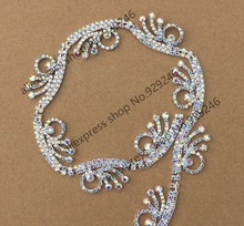 90cm/lot 2.3cm palm-shape delicate ab crystal rhinestone metal chain sewing-on garment dress clothing stone flower trimmings 2024 - buy cheap