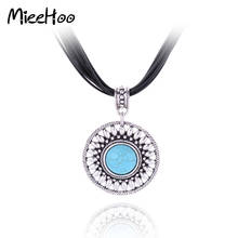 MieeHoo 2017 The United States sell Ethnic Boho Necklace Multi-layer leather Blue Stone Pendant For Women Gift Wholesale 2024 - buy cheap