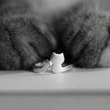 Новое поступление 2017, серебряные кольца для женщин, ювелирные изделия для девочек, Открытый регулируемый палец, кольца, кольца для кошек, милое ювелирное изделие в виде кошки 2024 - купить недорого
