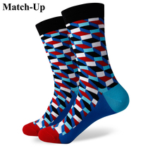Match-Up-Nuevos Coloridos calcetines de algodón peinado para hombre, calcetín óptico 2024 - compra barato