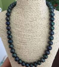 tahitian 12-13mm baroque black green pearl necklace 18" new yellow gold clasp 2024 - buy cheap