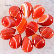 10Pcs 13x18MM Natural Stone Red Veins Onyx No Drilled Hole Water Drop Cabochon Bead For DIY Jewelry Making Ring K802 2024 - buy cheap