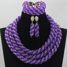 Trendy Charms Purple and Lilac Wedding Jewellery Set Crystal African Purple Beads Jewelry Set Gift for Women Free ShippingABL859 2024 - buy cheap