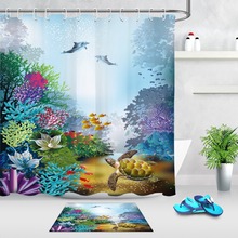 Sea Turtle Corals Shower Curtain Extra Long Underwater World Bathroom Waterproof Eco-Friendly Polyester Fabric For Bathtub Decor 2024 - buy cheap