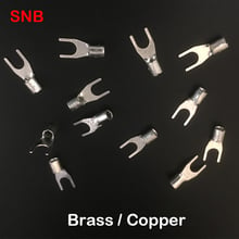 SNB5.5-8 U Y Spade Fork Type Brass Copper Lug Splice Non Insulated Cable Wire Cold Press Connector Crimp Terminal 2024 - buy cheap