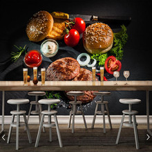Roast beef patties and hamburger food 3d wallpaper papel de parede,fast food shop kitchen restaurant bar custom mural 2024 - buy cheap