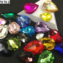 WWJ-piedras de fantasía en forma de lágrima de colores mezclados, cristales de cristal de vidrio de 4x6mm,7x10mm,6x10mm,8x13mm,10x14mm,13x18mm 18x25mm,20x30mm 2024 - compra barato