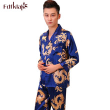 Fdfklak Spring autumn pajamas for men silk satin sleepwear set long sleeve home clothes nightwear suit conjuntos de pijama 2024 - buy cheap