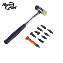 Super PDR Paintless Dent Repair Tools Shop - High Quality Dent Removal PDR Tools Gold Tap Down Pen With 9 Heads Rubber Hammer 2024 - buy cheap