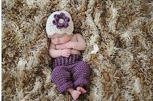 Newborn Photography Props new Handmade baby girls flowers hat . newborn Hat  with pants 2pcs baby sets size:0-1m 2024 - buy cheap