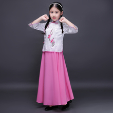 Hanfu-ropa de baile de folklórico de China rosa para niños, disfraz de actuación de Guzheng chino tradicional, nuevo diseño 2024 - compra barato