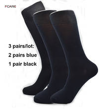 Fcare 6PCS=3 pairs 44, 45, 46, 47 plus size big long leg business socks calcetines men cotton dress wedding black blue socks 2024 - buy cheap