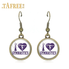 TAFREE Charm I Love Gymnastics Drop Dangle Earrings Sports Jewelry Round Pendants Earrings Fashion Accessory Jewelry SP123 2024 - buy cheap