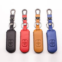Genual leather key bag,auto key holder case for Mazda 2 3 5 6 8 MX5 Mazda CX-3 CX-5 CX-7 CX-9 axela 3, 2 buttons starline a93 2024 - buy cheap