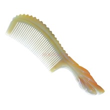 Authentic natural yak horn comb household men and women anti-hair loss static large head meridian massage lettering wooden comb 2024 - buy cheap